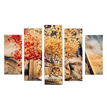 Модульная картина "Гербарий" (2-23х52; 2-24х70; 1-24х80) 120х80см