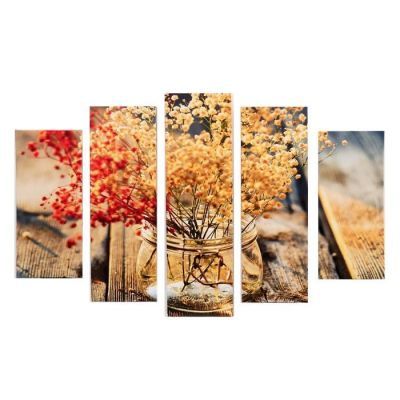 Модульная картина "Гербарий" (2-23х52; 2-24х70; 1-24х80) 120х80см