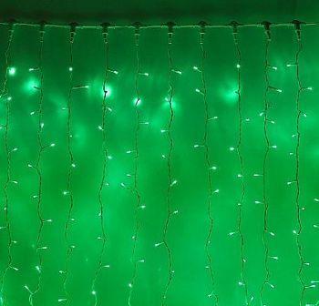 Гирлянда уличная УМС "Занавес" (Ш:2 м, В: 3 м, нить белая, зеленый)