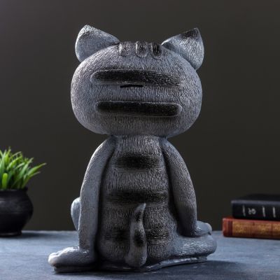 Копилка "Кот сидя большой" серый 40см