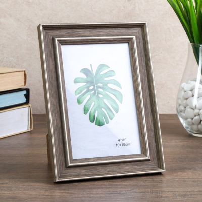 Фоторамка пластик 10х15 см "Базиль" моккачино с золотым обрамлением 19х14 см