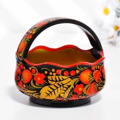 Конфетница «Корзинка», 14×14×15 см, хохлома