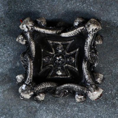 Подставка для мелочей "Черепа №2" серая, 3х10,5х10,5см