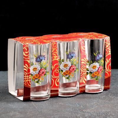 Набор стаканов «Букетик», 230 мл, высокие, 6 шт, МИКС