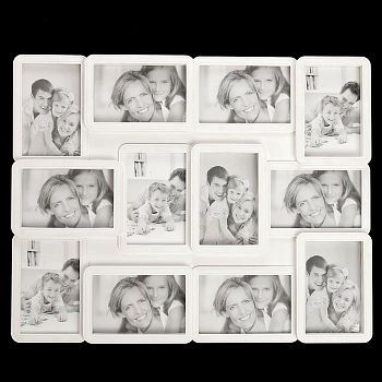 Фоторамка пластик на 12 фото 10х15 см "Закруглённые углы" белая 45х55 см