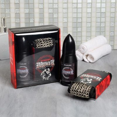 Набор "Настоящий мужик" гель для душа пуля 200 мл мужской парфюм, мочалка