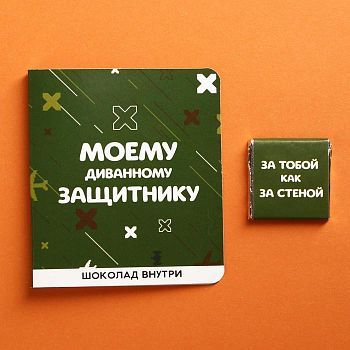 Молочный шоколад «Моему диванному защитнику», открытка, 5 г.