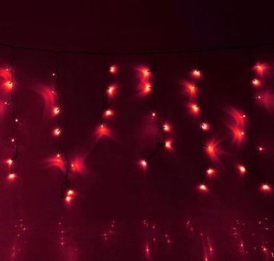 Гирлянда уличная "Бахрома" (Ш:4 м, В:0,6 м, нить темная, красный)