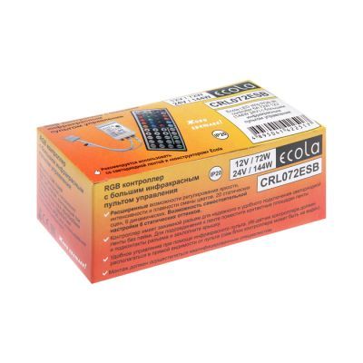 Мини-контроллер Ecola для RGB ленты, 12 – 24 В, 6 А, пульт ДУ
