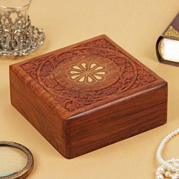 Шкатулка дерево резная "Капли" 15х15х6,5 см