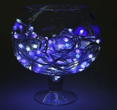 Гирлянда "Метраж" уличная, комнатная (Д: 20 м, нить белая, моргает. бело-синий)