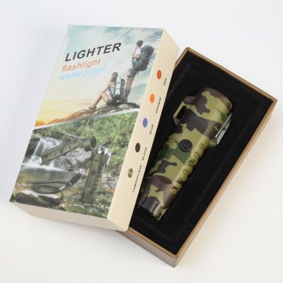 Зажигалка электронная двухдуговая, влагозащищённая, с фонариком