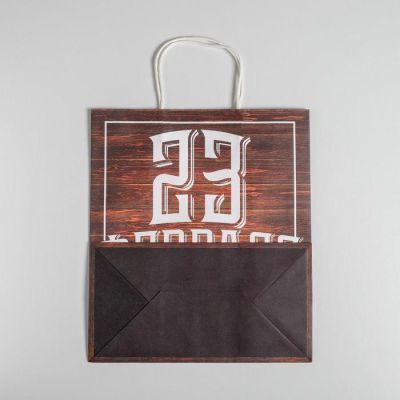 Пакет подарочный крафт «С 23 февраля», 28 х 32 х 15 см