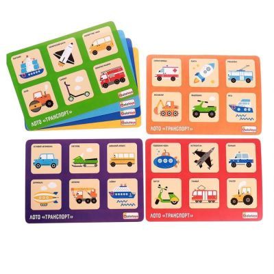 Лото «Транспорт» 42 фишки, 7 карточек: 22,5 × 13,5 × 5 см