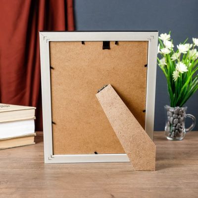 Фоторамка пластик 20х25 см "Белые 3D ромбы с чёрной полосой" 28,8х23,8х1,3 см