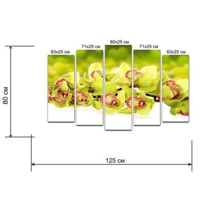 Картина модульная на подрамнике "Зелёная орхидея" 125*80 см