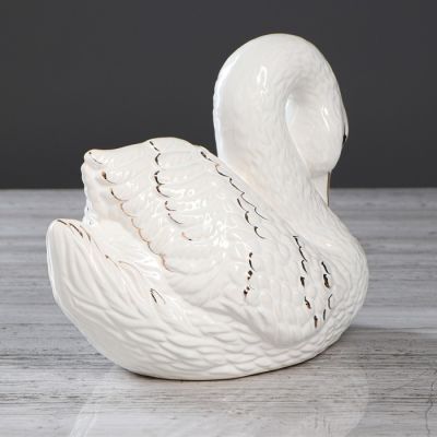 Копилка "Лебедь", лепка, роспись золотистая, 19 см, микс