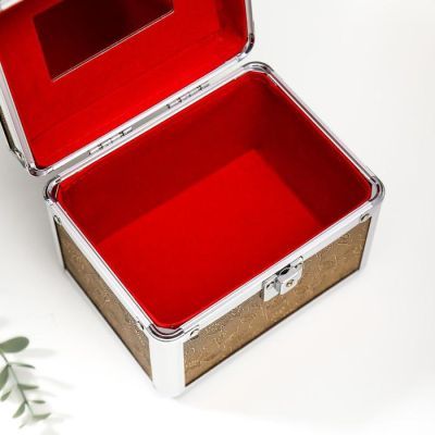 Шкатулка металлокаркас сундучок "Цветок и вьюнок" тёмное золото 13х16,7х12,8 см