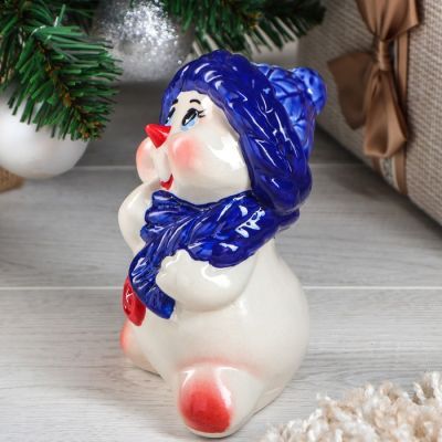 Копилка "Снеговик", новый год 2021, разноцветная, 14.5 см