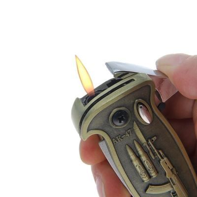 Зажигалка газовая "Автомат", в виде ножа, пьезо 9х6 см, цвет золота
