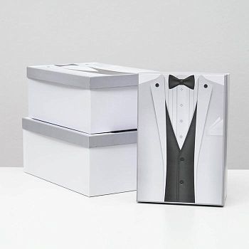 Набор коробок 3 в 1 "Жених", белый, 30,5 х 20 х 13 - 26 х 17,5 х 11 см