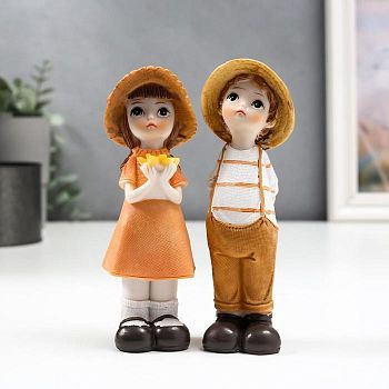 Сувенир полистоун "Малыш/Малышка в соломенной шляпке " МИКС 16х5х4 см