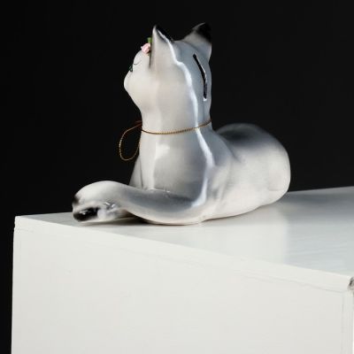 Копилка "Кошка Агнесса", глянец, серый