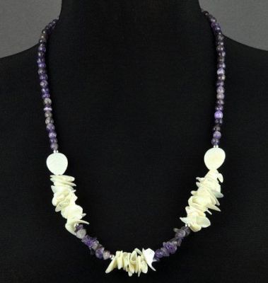 Бусы  Аметист, перламутр "Улыбка Зимы" арт.АНТ-136