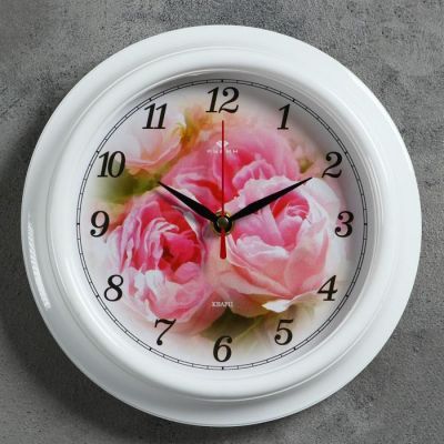 Часы настенные "Розы", "Рубин", 21х21 см