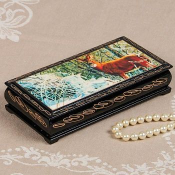 Шкатулка - купюрница «Охота», 8,5×17 см, лаковая миниатюра