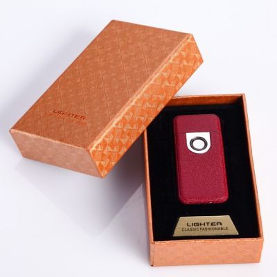 Зажигалка электронная в подарочной коробке, USB, спираль, бордовая матовая, 3х7 см