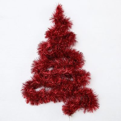 Гирлянда «Мишура» 2 м роса, IP20, красная нить, 44 LED, 6 слоёв, d=7 см, свечение белое, ААх2