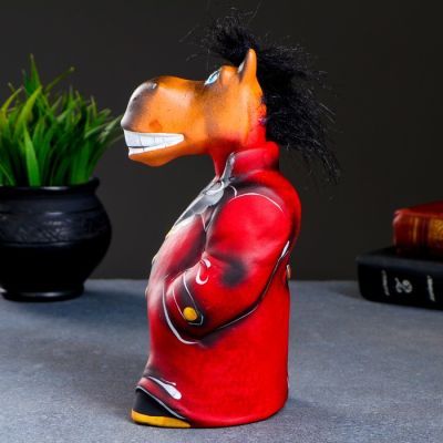 Копилка "Конь в пальто" 22см, бордо