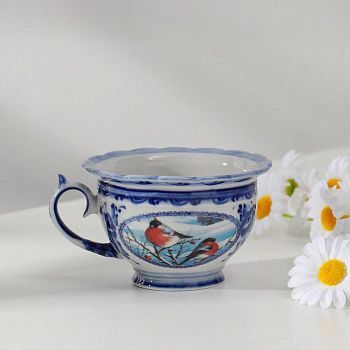 Чашка "Подарочная Снегири", гжель