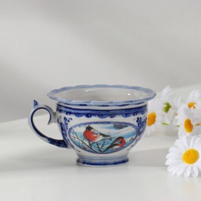 Чашка "Подарочная Снегири", гжель