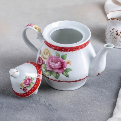 Сервиз чайный Доляна «Первый цвет»,13 предметов: чайник 1 л, 6 чашек 210 мл, 6 блюдец