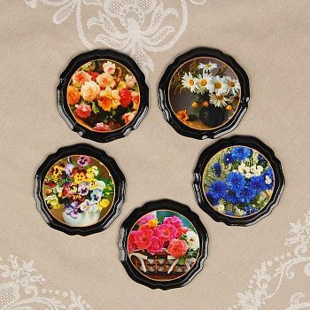 Магнит "Цветы" лаковая миниатюра, МИКС