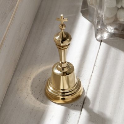 Колокольчик Валдайский "Позвонок №2", полированный, ручка-купол с крестом, d=35мм