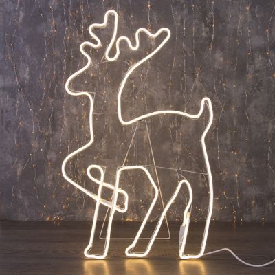 Неоновая фигура «Олень», 90 × 50 см, 600 LED, 220 В, свечение тёплое белое