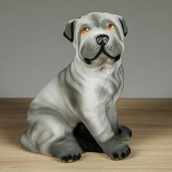 Копилка "Собака Шарпей", флок, серый цвет, 29 см