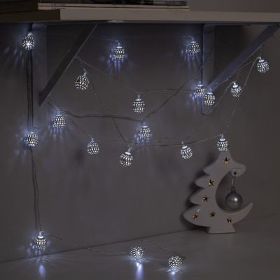 Гирлянда «Нить» 4 м с насадками «Шарик с узором», IP20, прозрачная нить, 20 LED, свечение белое, 8 режимов, 220 В