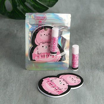 Набор "8 мяута", бальзам для губ, блокнотик