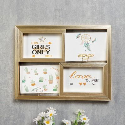 Фоторамка пластик на 4 фото 10х15 см "Золото" 26,5х2,5х35 см