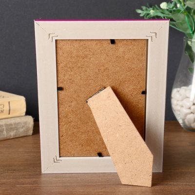 Фоторамка пластик 10х15 см "Фиолетовая с тремя золотыми полосами" 19,3х14,3х1,2 см