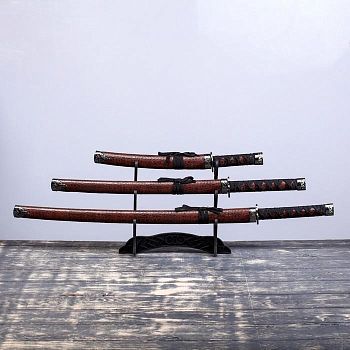 Сув. изделие катаны 3в1 на подставке, ножны кожзам, крокодил шоко 47/70/89см