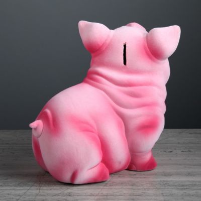 Копилка "Свинка Нюся", флок, розовый цвет, 24 см