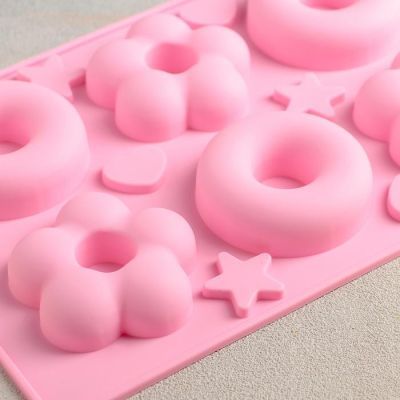 Форма для выпечки Доляна «Немецкий кекс. Пончик и Ромашка», 25,5×17,5 см, 6 ячеек, цвет МИКС