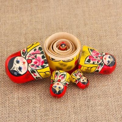 Матрёшка «Платочек», красный платок, 5 кукольная, 10 см, ручная работа