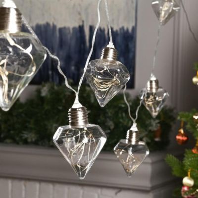 Гирлянда "Нить" 3 м с насадками "Лампочки кристалл", IP20, прозрачная нить, 80 LED, свечение тёплое белое, 8 режимов, 220 В