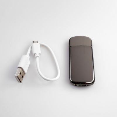Зажигалка электронная в подарочной коробке, USB, спираль, серый металлик, 7.5х12.5 см